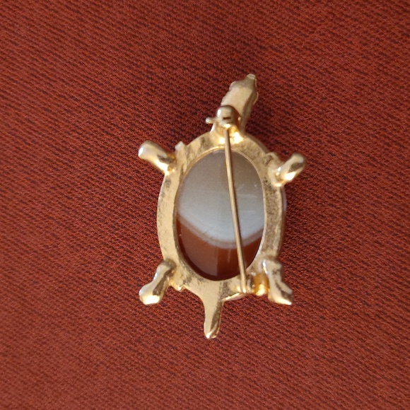 VINTAGE AGATE TURTLE BROOCH - Picture 6 of 8